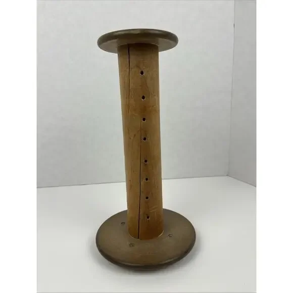 Vintage Wooden Spool Spindle Yarn Thread Wool Bobbin Wood Loom Decor 10.5 Inch - Picture 4 of 7